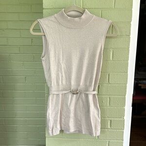 White House Black Market sleeveless beige and gold top